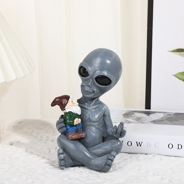 Dvärg Resin Ornament Alien Rolig Halloween Dekoration Trädgård Elf Konstverk Dvärg Ornament alien 12.5*9*18cm