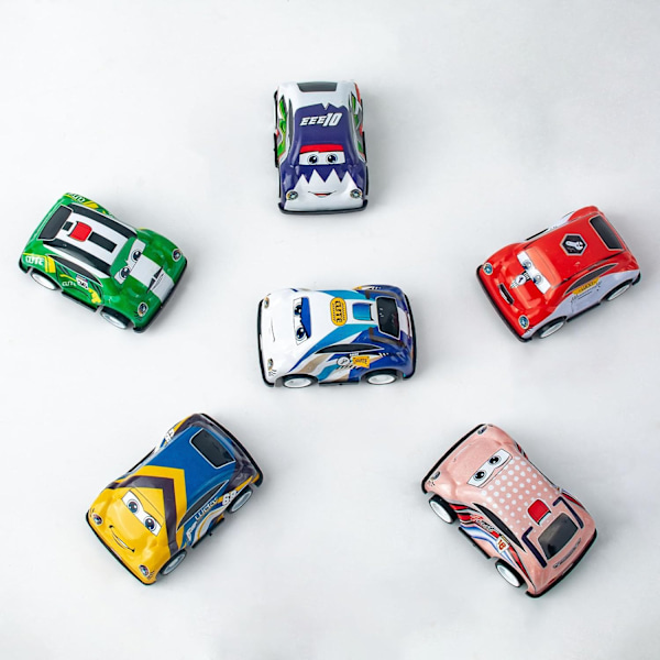 6 stk Tilbaketrekksbiler i diecast - Baby leker for 12-18 måneder