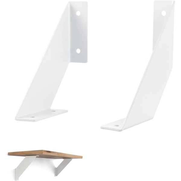 Heavy-Duty White Metal Shelf Brackets - 15cm Corner Shelf Holders, 2 Pcs