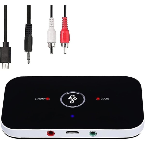 Bluetooth 5.0 Lähetin-Vastaanotin, 2-in-1 Langaton Kannettava Stereo Audio Adapteri Vastaanotin RCA/3.5mm Aux Yhteensopiva Matala Viive Hd Audio