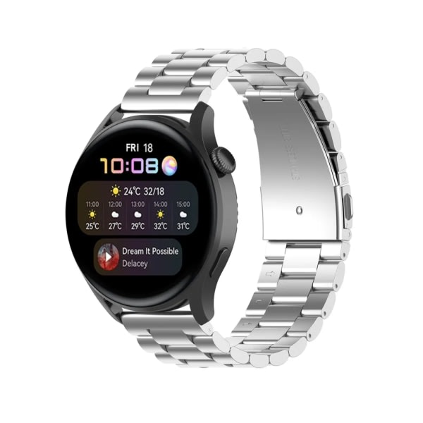 Klocka med tre watch i rostfritt st?l Silverarmband f?r Huawei Watch 3/ Watch 3 PRO/ Watch GT2 PRO Armband Silver