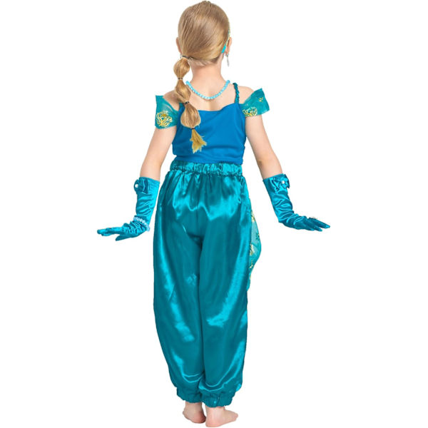 Prinsessapuku tytöille, satumainen cosplay-mekko tyttöjen syntymäpäiväjuhliin Jasmin & uppsättning 8-10 Jahre