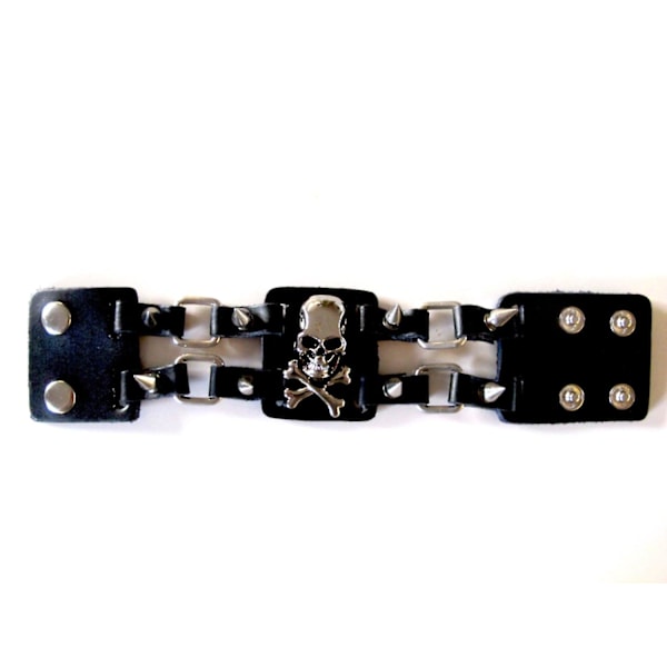 Leather bracelet with rivets and spikes