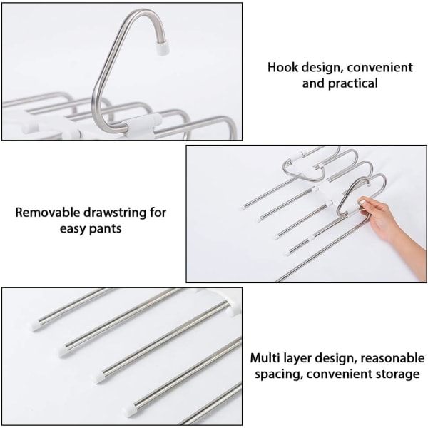 Vit multipel byxh?ngare, 2 delar byxh?ngare Platssparande h?ngare, Magic Multi Hanger f?rvaring