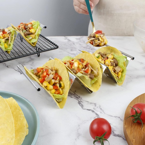 Tacohållare i rostfritt stål, premium tacoställ, rymmer 2 eller 3 tacos rostfria tacohållare, premium tacoställ, rymmer 2 eller 3 tacos varje taco