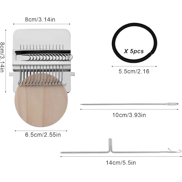 1 sæt lille væv, Speedweve væv trævæv med komplet tilbehør, stoppemølle til DIY reparationssøm, 14 kroge