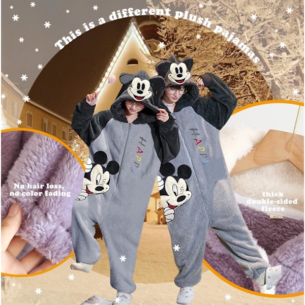 Unisex vuxen jumpsuits, djurdräkt onesie, nattklänning, pyjamas, hoodie, nattkläder, cosplay, kartong nattkostymer fest, halloween mickey herr XXL