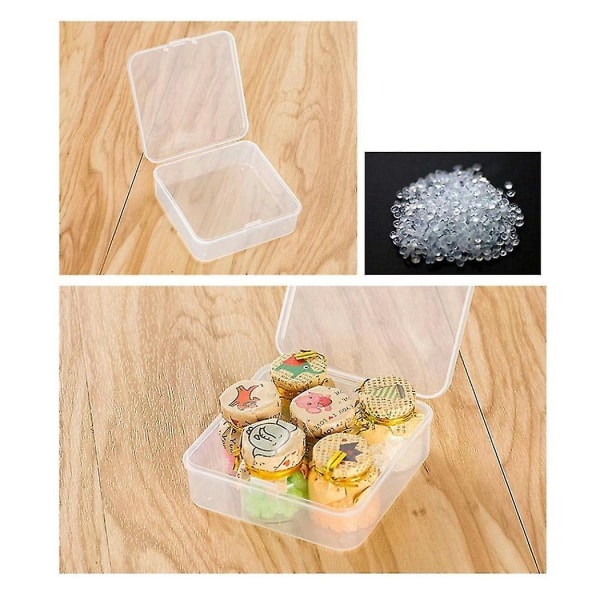 16-pack klara plastpärlor Förvaringsbehållare Låda med gångjärn för små föremål, diamanter, pärlor