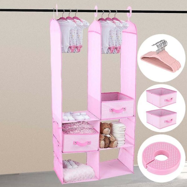 24st Barn Barn Baby Nursery hängande garderob Garderob Kläder Organizer - Rosa