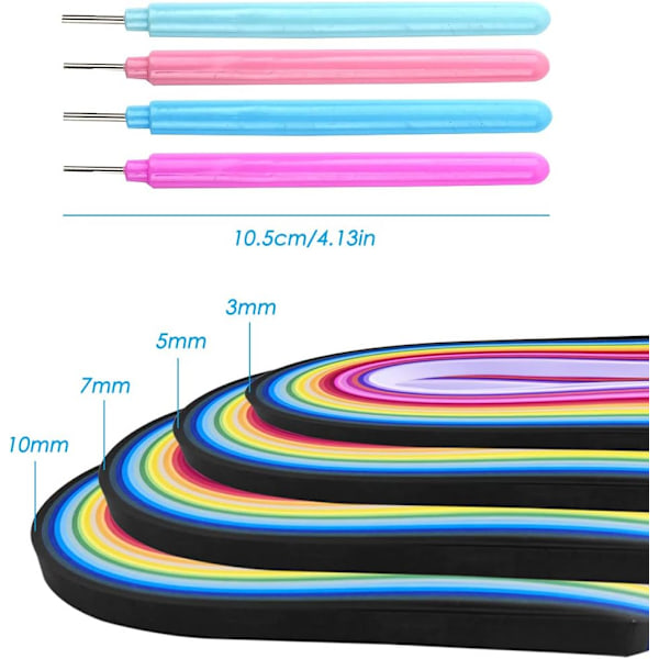 4 stk. sporingspapirfyllverktøy og papirfyllsett, 1040 strimler, 26 farger, 4 størrelser for papirhåndverk DIY-prosjekter