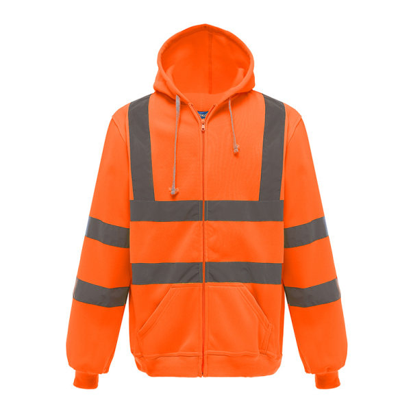 Hoodie med reflekterande dragkedja f?r Hi Vis Workwear (orange, L)
