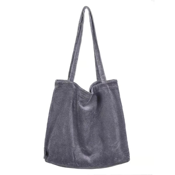 Stor manchester axelväska för kvinnor, vintage handväska mörkgrå
