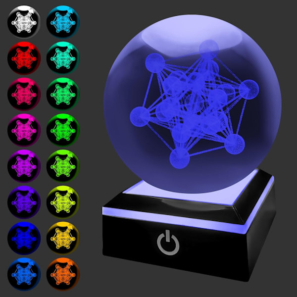 3D Kristallkula Nattlampa med LED-bas, Metatrons Kub Design för Dekoration metatron cube