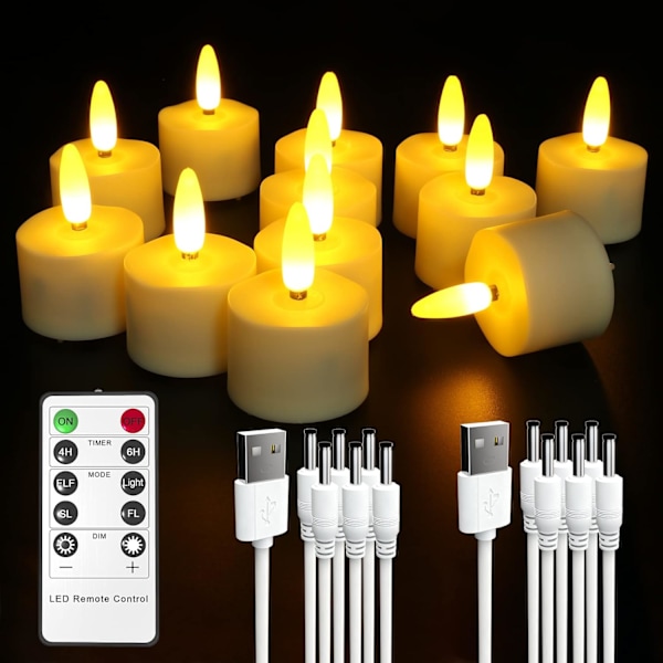 12 LED Flameless Flickering Heat Lamps with Remote Control for Home Decor