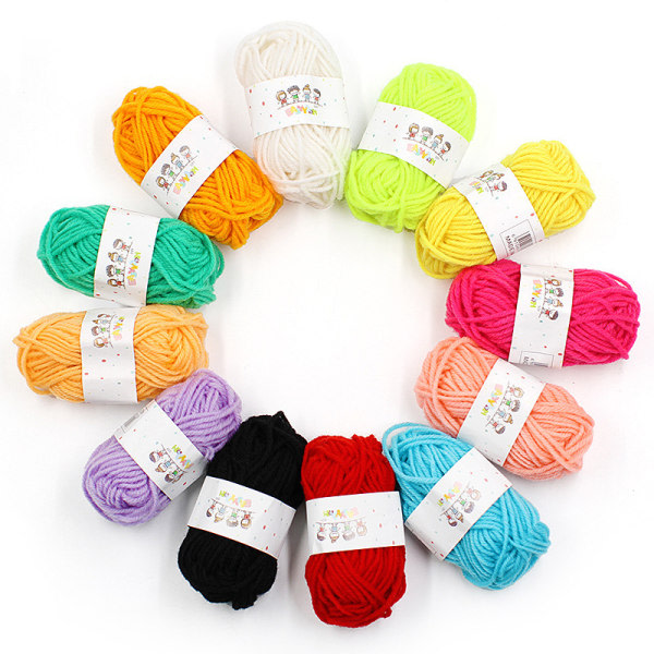 12 färger hårbollstråd för barn DIY handgjord slub 10g liten