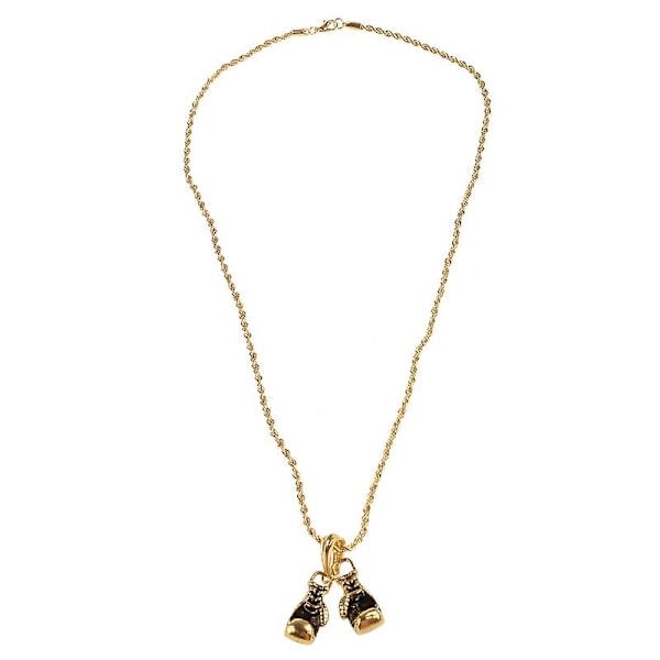 Golden Boxing Gloves Pendant Necklace 60cm Chain Punk Alloy Pendant Necklace