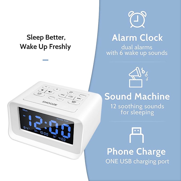 Led digital väckarklocka i sovrummet med USB laddningsport Klockkontroll Temperatur Elektronisk skrivbordsklocka
