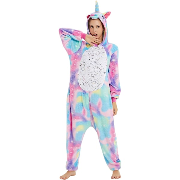 Vuxen Unisex Jumpsuits Kostym Djurkostym Dräkt Kick Suit Nattklänning Pyjamas Huvtröja Nattkläder Cosplay Cartoon Kigurumi Karneval Jul Halloween B-blå enhörning S