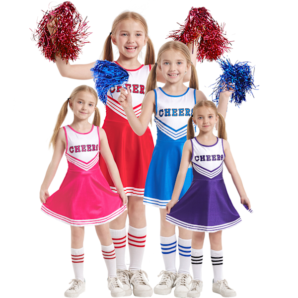 Jente Cheerleading-kostymer for barnehage, små jenter, cheerleading-uniformer, sceneopptreden, skolecheerleading-kostymer 黑色 身高110cm