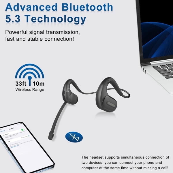 Bluetooth headset med avtagbar mikrofon - trådlöst