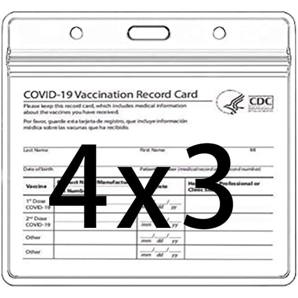 Vaccinationskortskydd 4x3 in, Cdc-vaccinationsregistrering Vaccinnamnetikett Horisontell ID-brickahållare, vattentät cover 3 fack och R