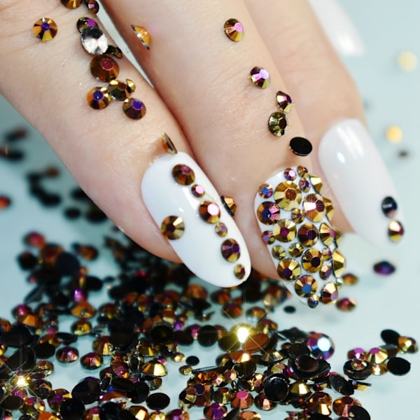 1 påse=5g Små AB Naglar Strass SS6 SS12 Mix Guld Ros Röd Nagelkonst DIY Svarta Pärlor 2mm 3mm 4mm Strass för Nagelkonst