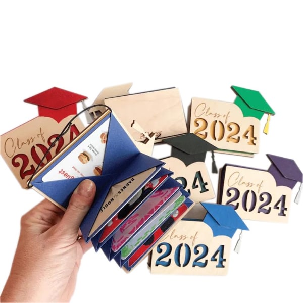 Presentkortshållare för akademiker, 2024 personlig examenskortlåda i trä, multi Grad case , anpassad case red red