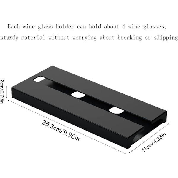 Deler Vinglassholder, Invert Vinglassholder, Hengende Vinglassholder, For Familie Restaurant Hotel Bar (Svart)