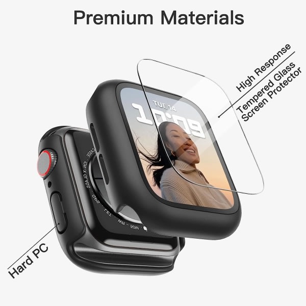 2 delar case Kompatibel med watch7 Apple Watch case Frostad PC h?rdat glasfilm roséguld