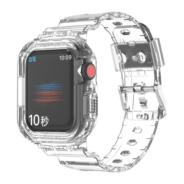 L?mplig f?r Apple Watch7 watch iwatch8 glacier color TPU Apples nya genomskinliga silikonrem i ett stycke vit 38/40/41mm