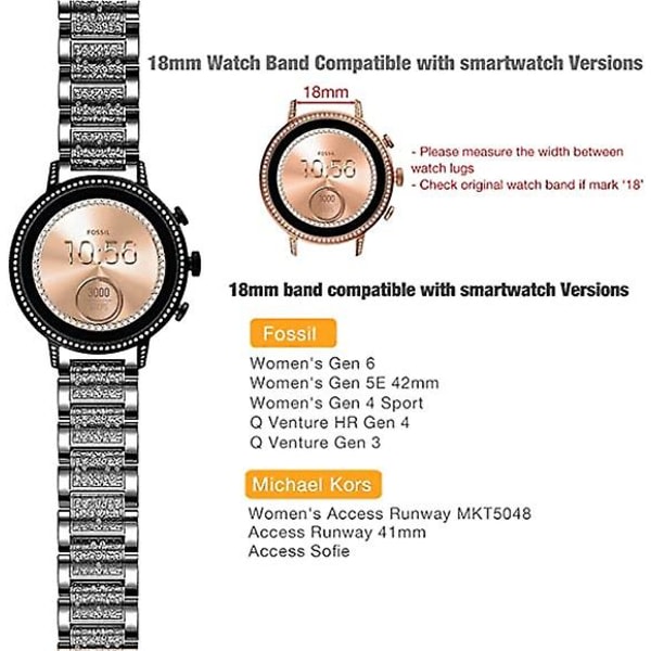 F?r Apple Watch Strap Iwatch, 38/40/41 l?ttlegering metall glitter Crystal Quick Release Armband, Damsport