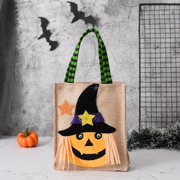 Ny Halloween-gavepose i stoff, godteripose, spøkelsesfestival, gresskarpose, dekorasjonsrekvisitter, gavepose Linen Pumpkin One Size