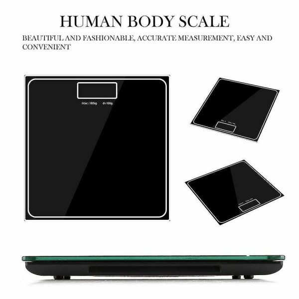 180 kg elektronisk digital lcd-glas Personvåg för kroppsvikt Badrum
