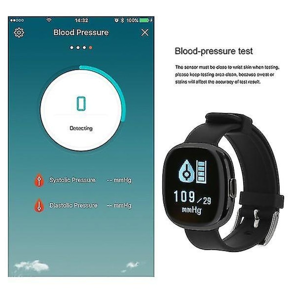 Puls Blodtrycksmätare Bluetooth Smart Armband Handled För Android Ios