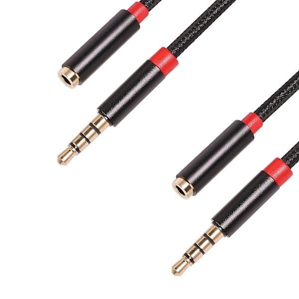 2x 3.5mm Aux O To Fe Extens Cable With Microph 3.5 O Adapter For