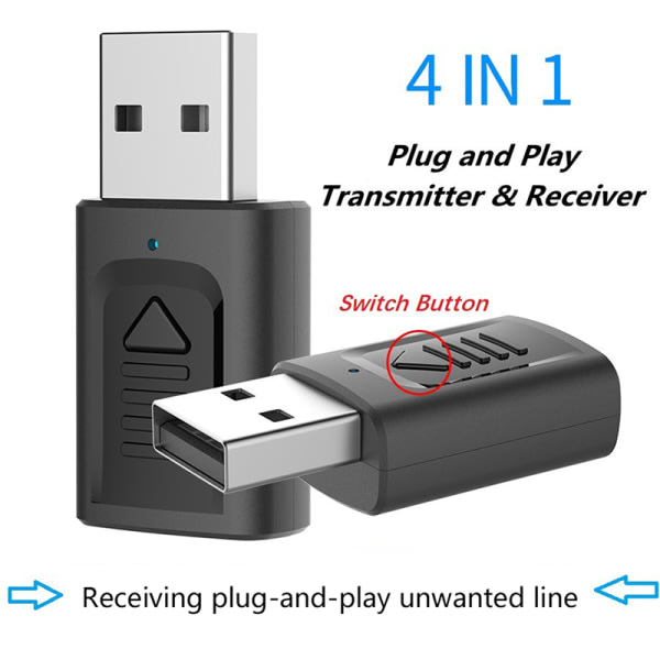 4 i 1 USB Bluetooth 5.0 o Mottagare S?ndaradapter RCA 3.5 Cherry