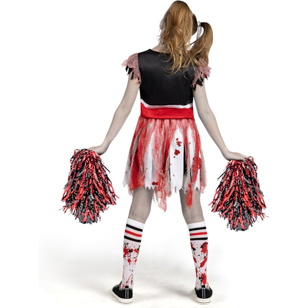 Flicka Läskig Blodig Cheerleader Kostym, Zombie Cheerleader Kostym för Halloween Klädsel Fester Svart-röd Small (5-7 yrs)