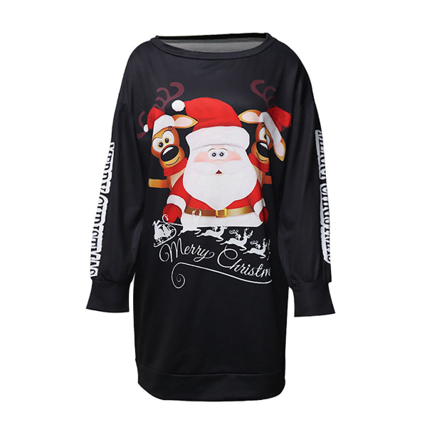 Farfi Autumn Christmas Sweatshirt Crew Neck Lös långärmad tröja Bekväm elastisk manschett Mjukt tecknat print Älg Vinterblus till jul