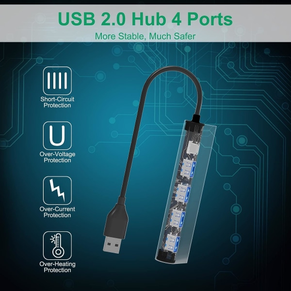 4-portars USB 2.0 Hub - USB Data Hub - USB Distributör