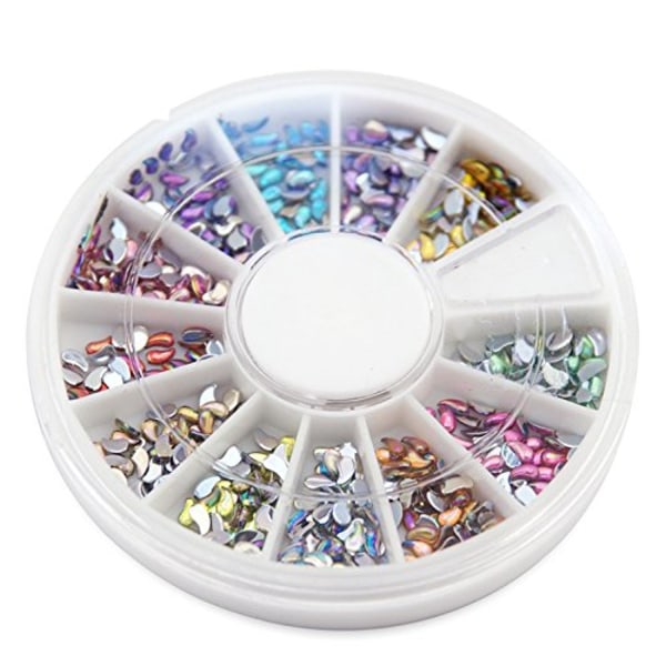 AB 1,5 * 3MM Komma Farverige Rhinestones 600 Stykker 20 Farver Neglekunst Neglekunst Manicure Hjul