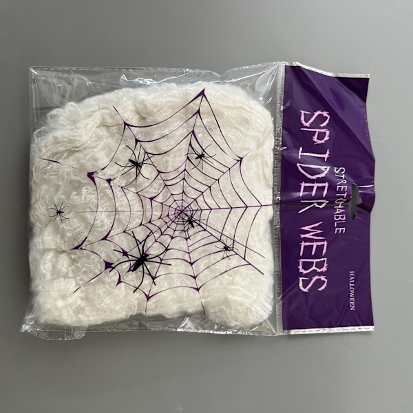 Halloween-koriste hämähäkkipuuvillan haamujuhla koriste hämähäkinverkko e-kauppaan suuret määrät White spider cotton 40g + 4 spiders