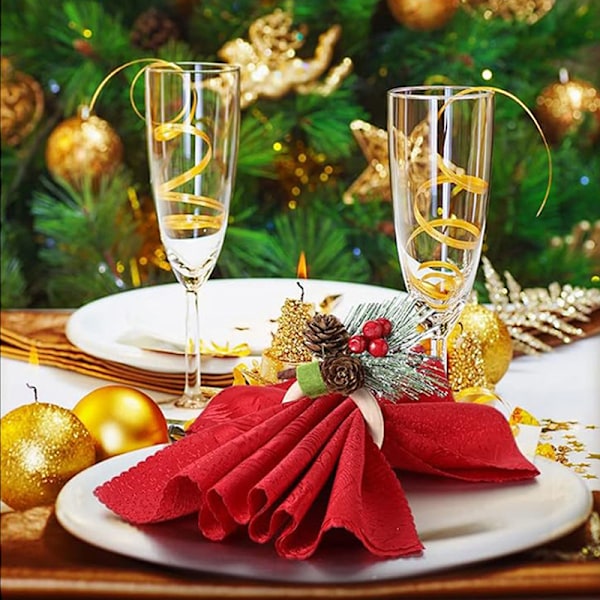 Julservettring ny handgjord bär tallbarrs servetspänne europeisk stil trä servettring Amazon Christmas red napkin