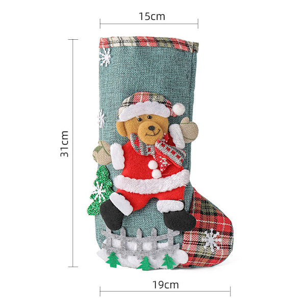 Julegaver - Julesokker, Gaveposer, Pynt, Juleredskaper Linen Large Socks (Bear)