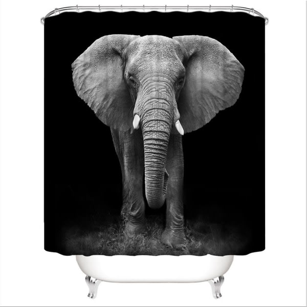 Svart bakgrund afrikansk elefant m?nster duschdraperi