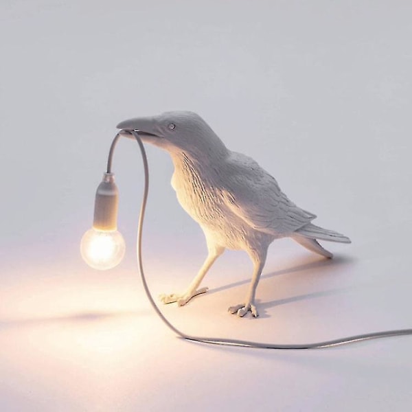 Fågellampa Resin Crow Led Lamp Decoration Lycklig fågellampa