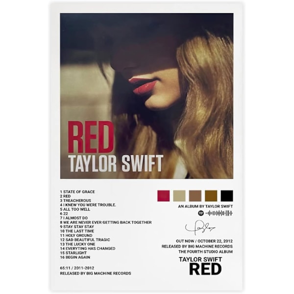 Pop Sanger Taylor Swift Lærred Plakat Til Værelse Æstetisk Lærred Vægkunst Soveværelse RØD RED 30*40cm