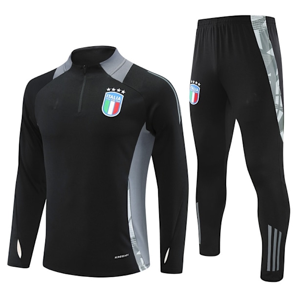 2425 Ny Fotbollsträningsdräkt med Halv Dragkedja Höst- och Vinterdräkt Vuxen Barn Italien/Svart Italien/Svart QD Italien/Svart Italien/Svart Italy/Black L