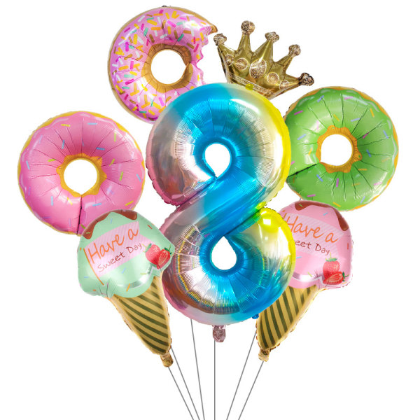 Donut set, munknummer, glas, heliumballonger, runda ballonger, f?r baby shower, br?llop, baby 8-?rsdag