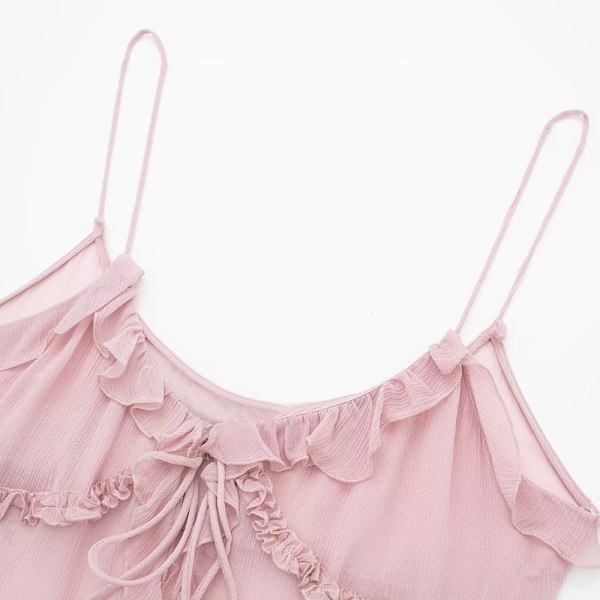 Mode Ruffletanktop Suspender Skjorte SORT M Sort Black M