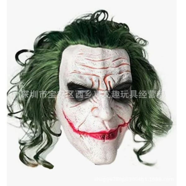 Omsorgsfuldt udvalgt Batman Jack maske joker maske Halloween klovn maske grønt hår rød næse latex hoveddækning Green hair [White face Jack]